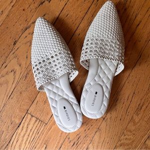 Birdies The Swan NWOT White Braided Vegan Leather mules